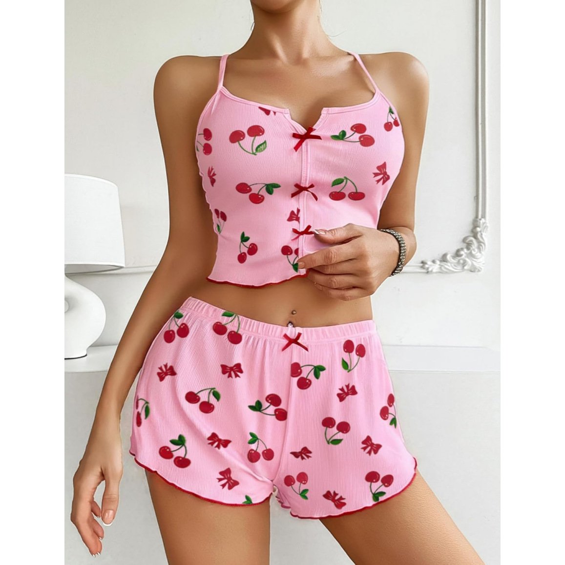 Women's Multi-Color Printed Sleep Short Set - Image 9