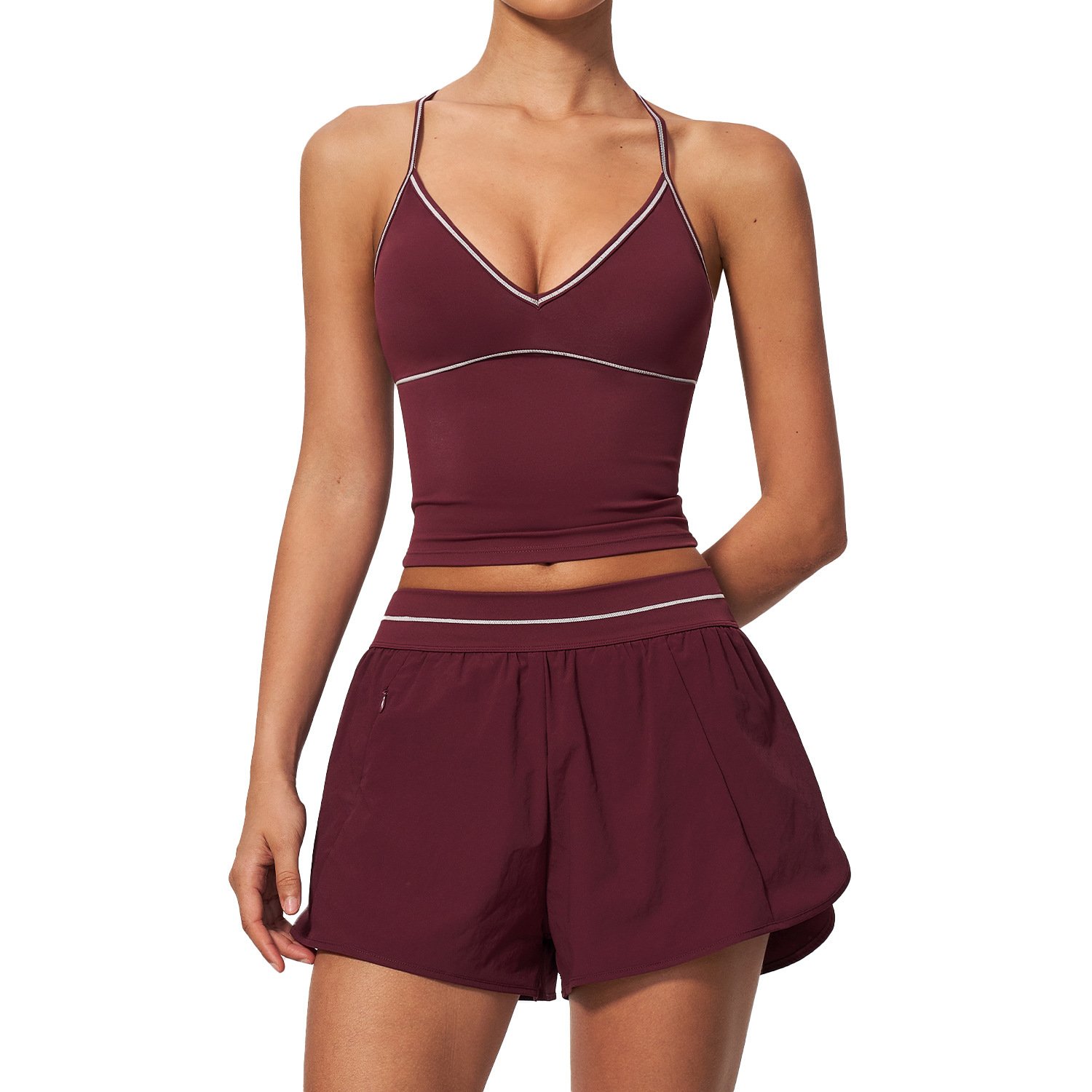 V-neck Halter Top And Shorts Set - Image 6