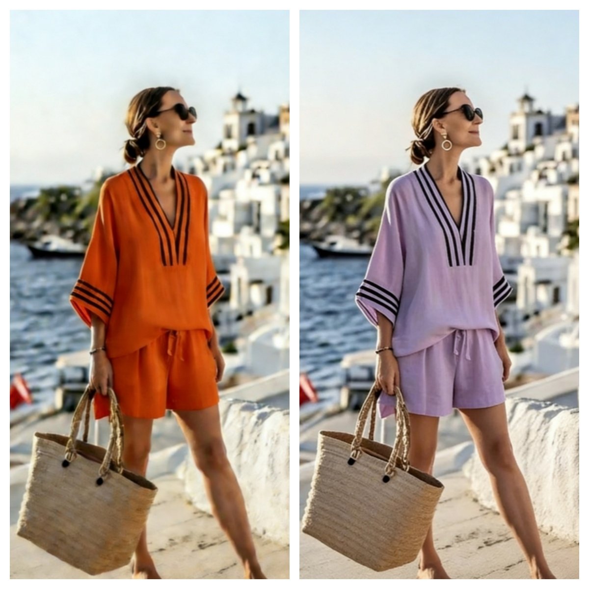 Women's Oversize Top And Short Casual Pants Set - Image 9