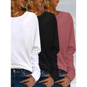 3 Pack Long Sleeve Loose Fit Fall Tops