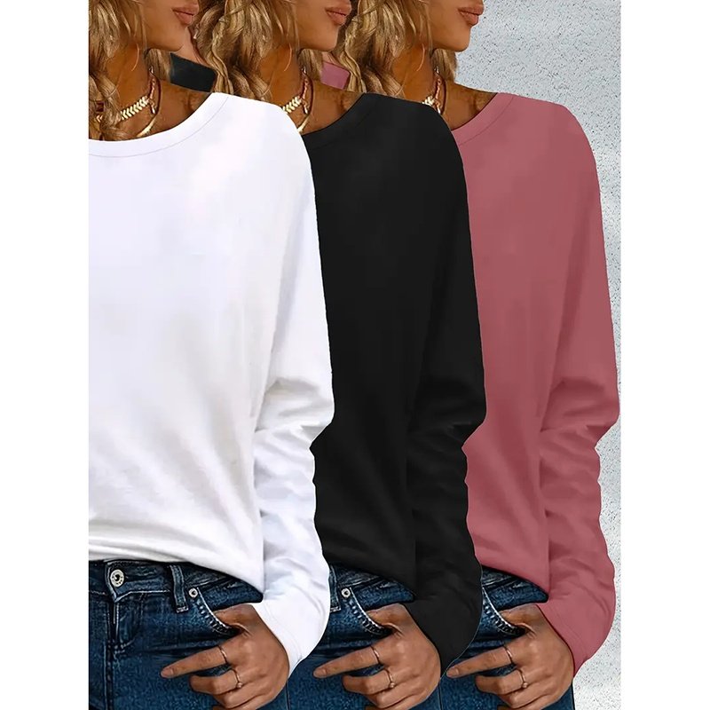 3 Pack Long Sleeve Loose Fit Fall Tops