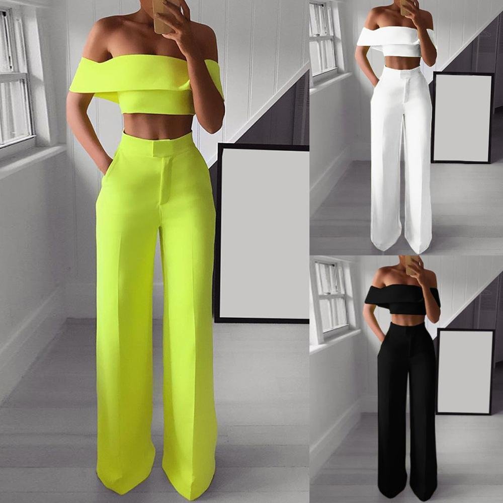 Women Strapless 2 Piece Wide Leg Pants Set - Image 4