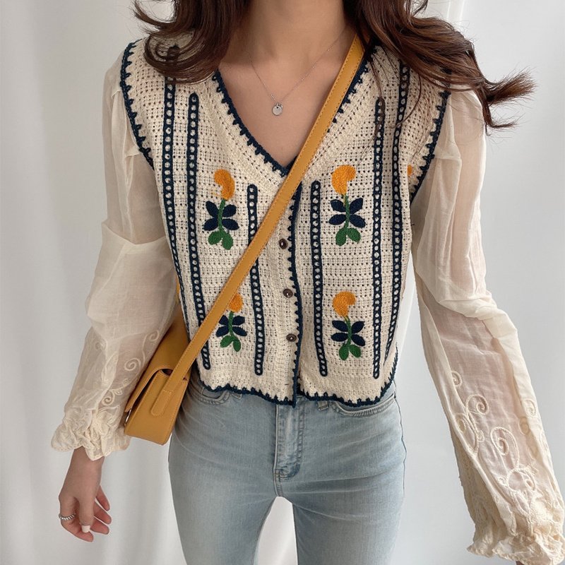 Embroidered Knitted Stitching Shirt - Image 6