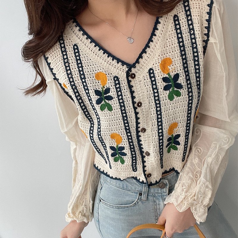 Embroidered Knitted Stitching Shirt - Image 3