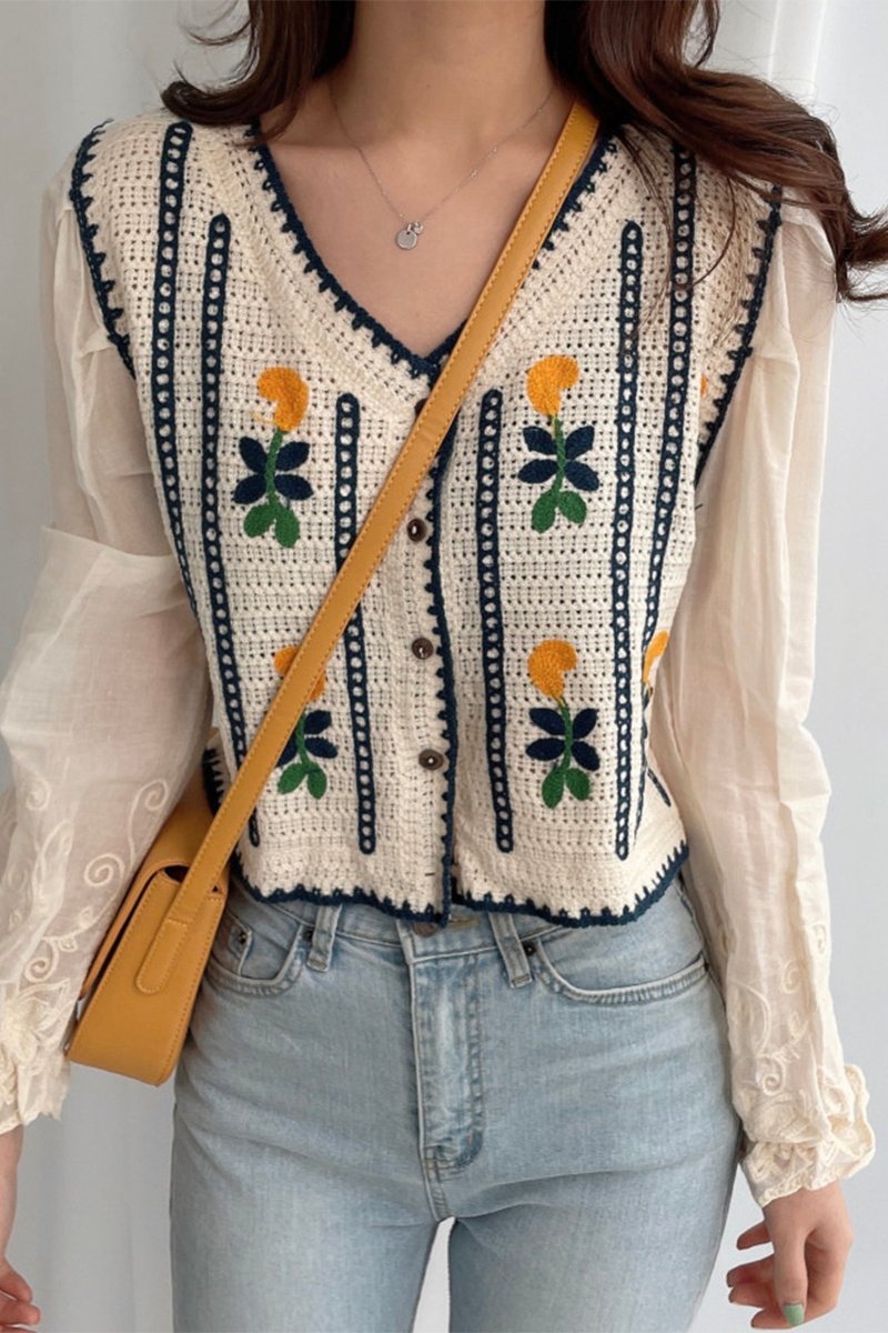 Embroidered Knitted Stitching Shirt - Image 7