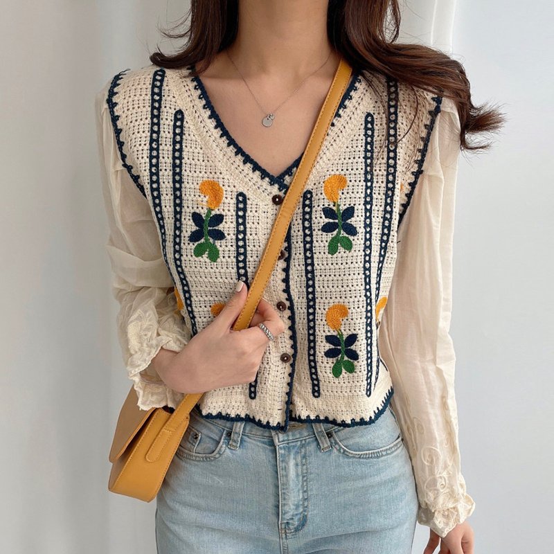 Embroidered Knitted Stitching Shirt - Image 2