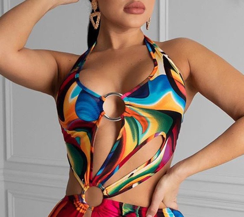 Multicolor Backless Halter Dress - Image 6