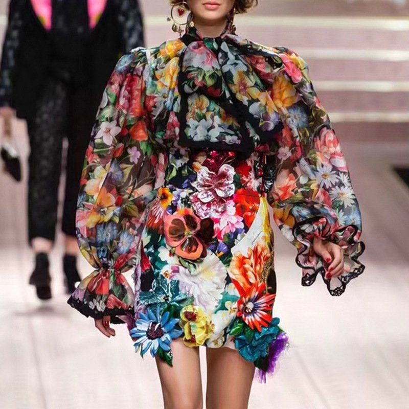 Vintage Floral print Chiffon Blouse - Image 3