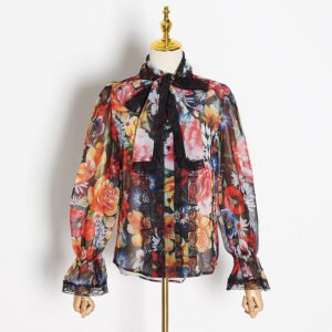 Vintage Floral print Chiffon Blouse