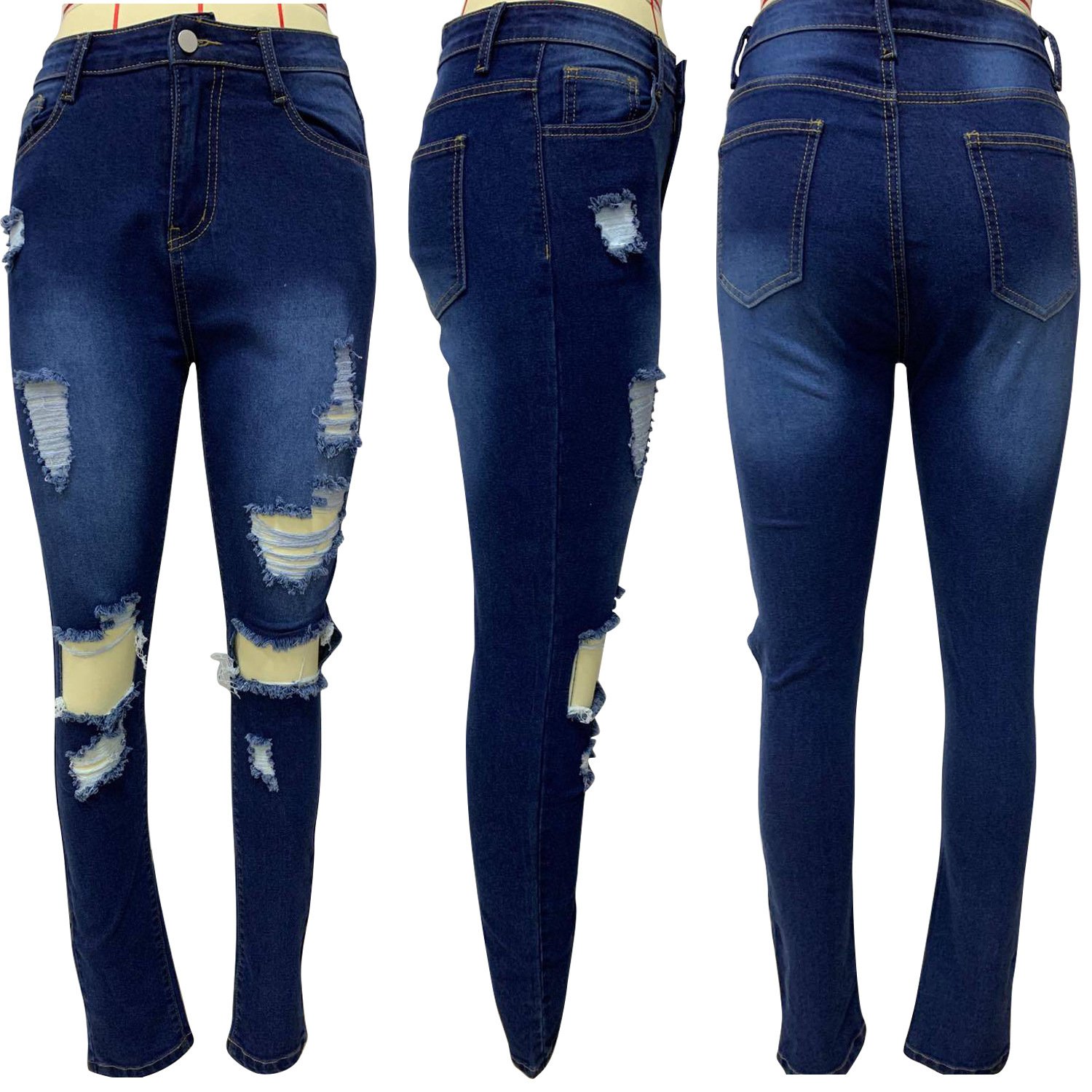 Women's Ripped Fringed jeans - Image 2