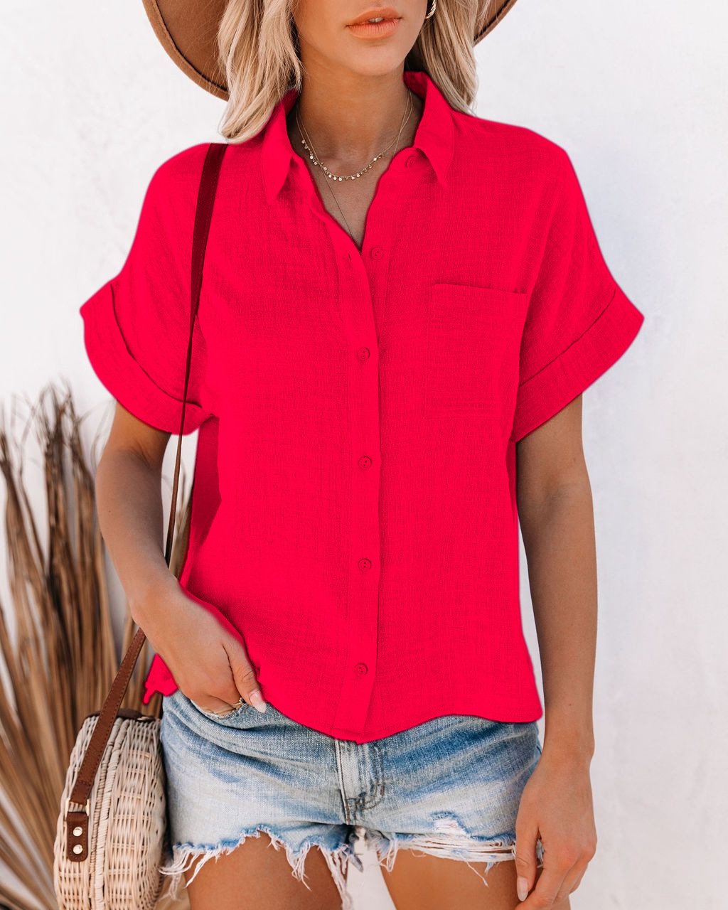 Women Lapel Button Shirts