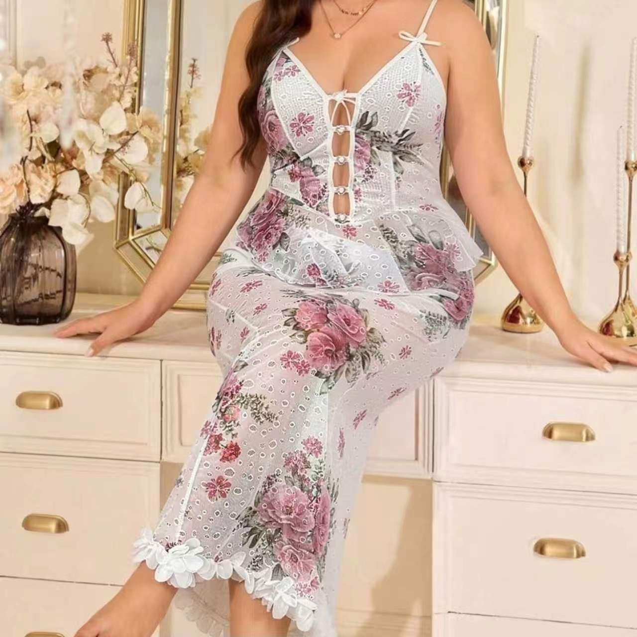 Sexy Sheer Camisole Pajamas For Women - Image 2
