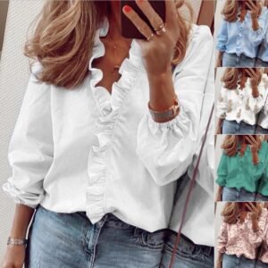 Long Sleeved Ruffled Blouse