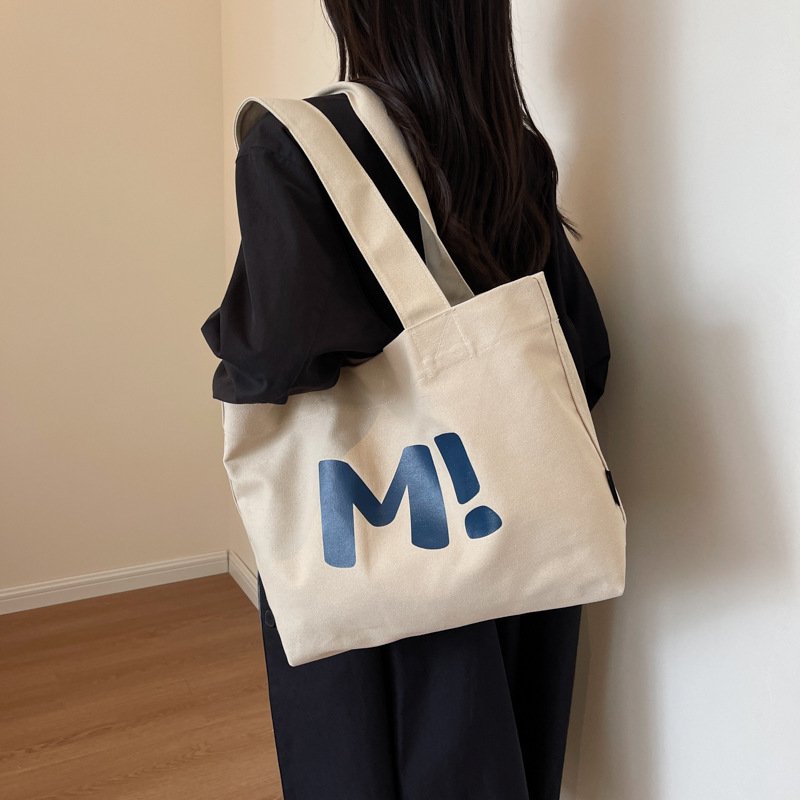 Letter Printed Canvas Tote Bags - Image 3