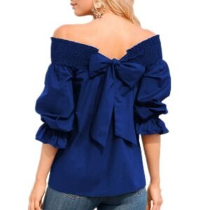 Off Shoulder Bowknot Casual Top