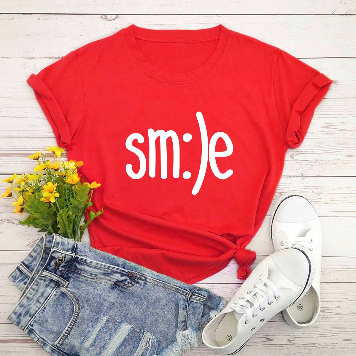 New Smile Letter Printed Shirt - Image 6
