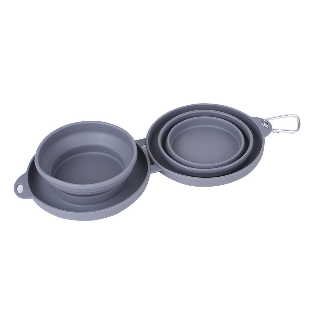 Rubber Foldable Double Feeding Pet Bowl Set - Image 7