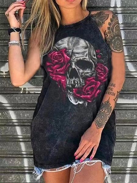 Printed Sleeveless Cotton Shirt - Image 2