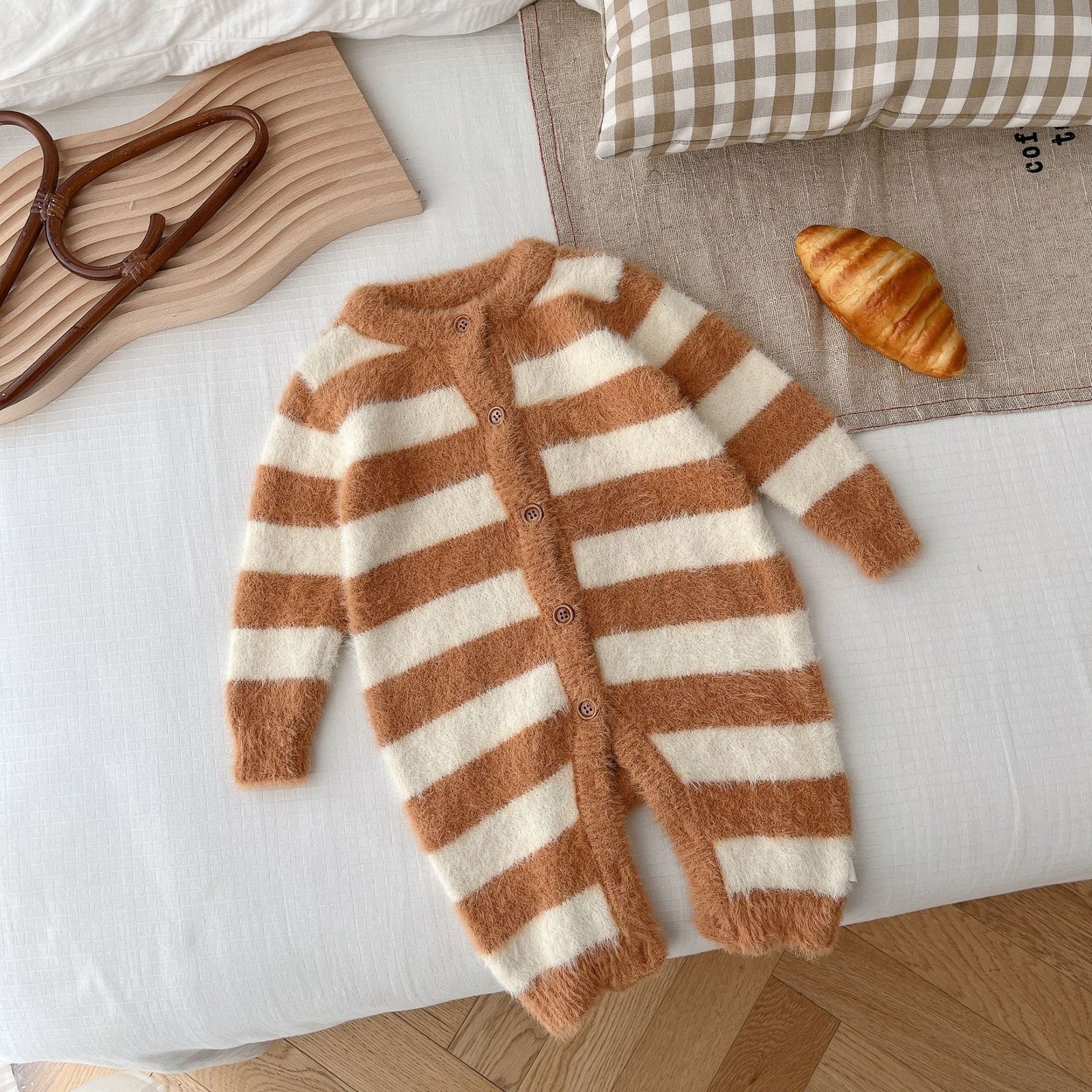 Baby Jumpsuit Baby Mink Fur Striped Romper - Image 2