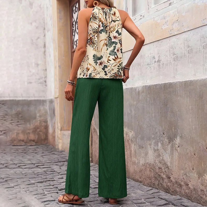 Women's 2 Piece Casual Top and Wide Leg Pants Set - Image 2