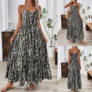 Women's Spaghetti Strap Tiered Maxi Dress