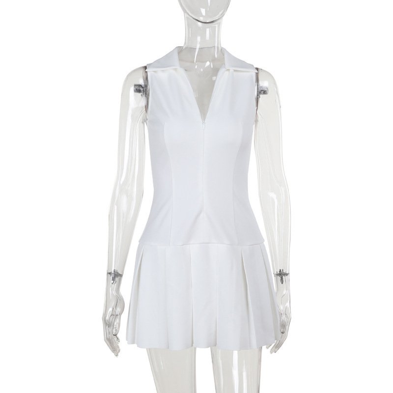 Women's V-neck Pleated Dress - Image 2