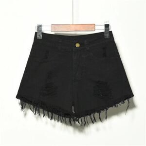 Ripped loose denim shorts