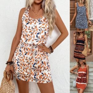 Printed Sleeveless Dress for Women