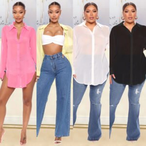 Long Sleeve See-Through Top