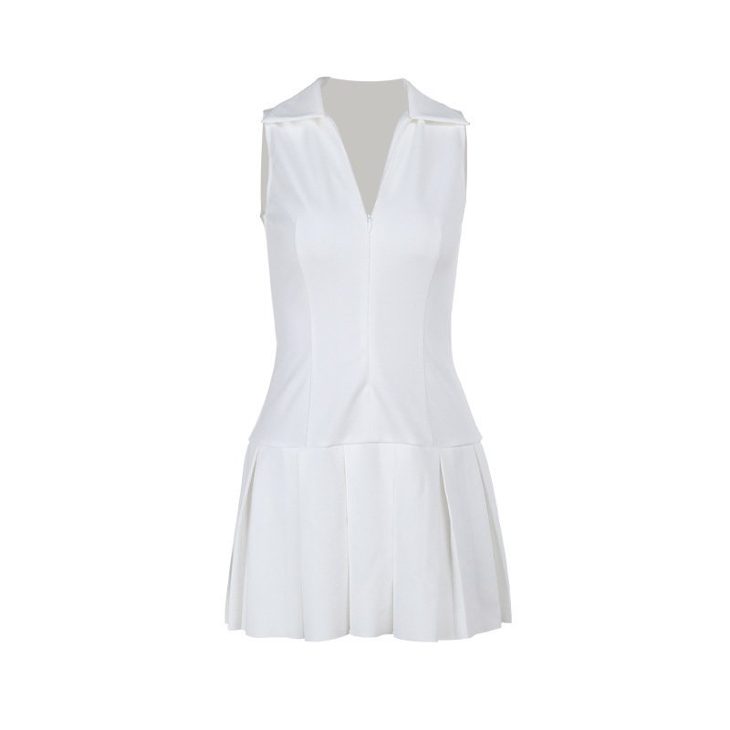 Women's V-neck Pleated Dress - Image 4