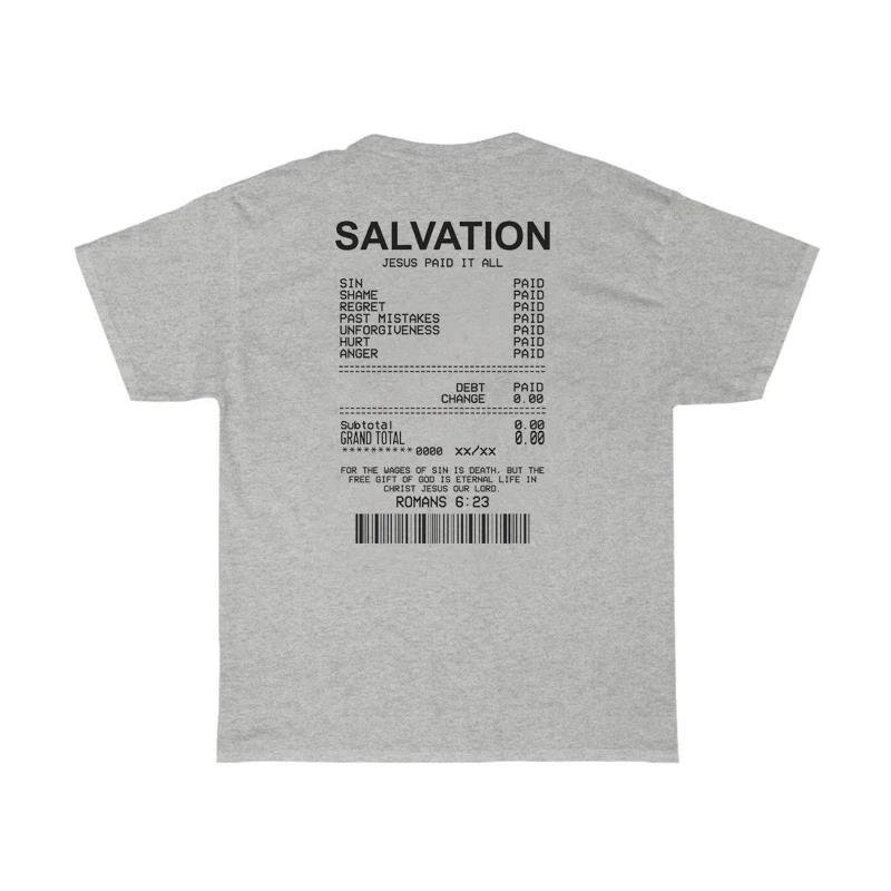 Salvation Print Bible Verse Oversized T-Shirts - Image 8