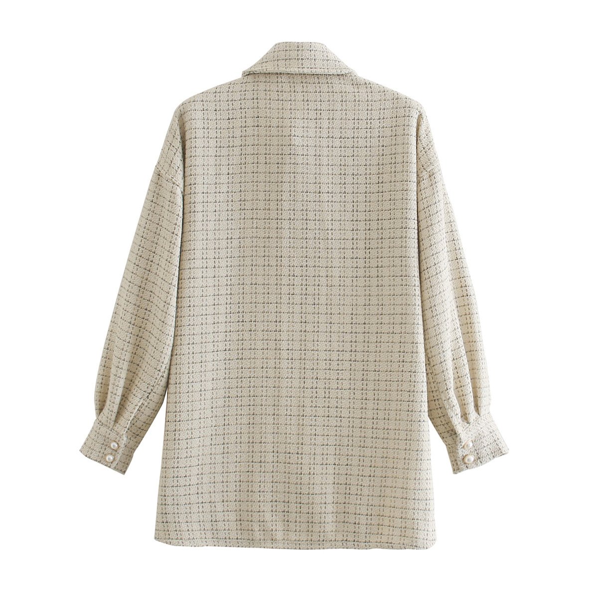 Women vintage oversize plaid shirt - Image 2