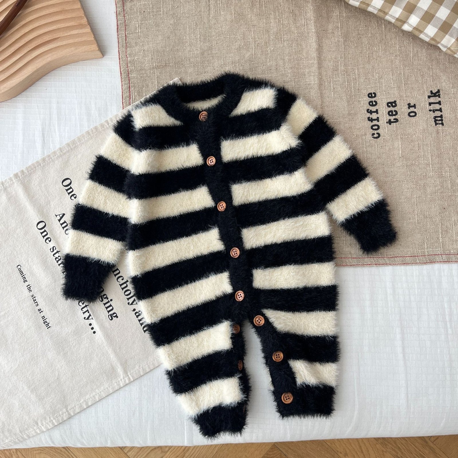 Baby Jumpsuit Baby Mink Fur Striped Romper - Image 8