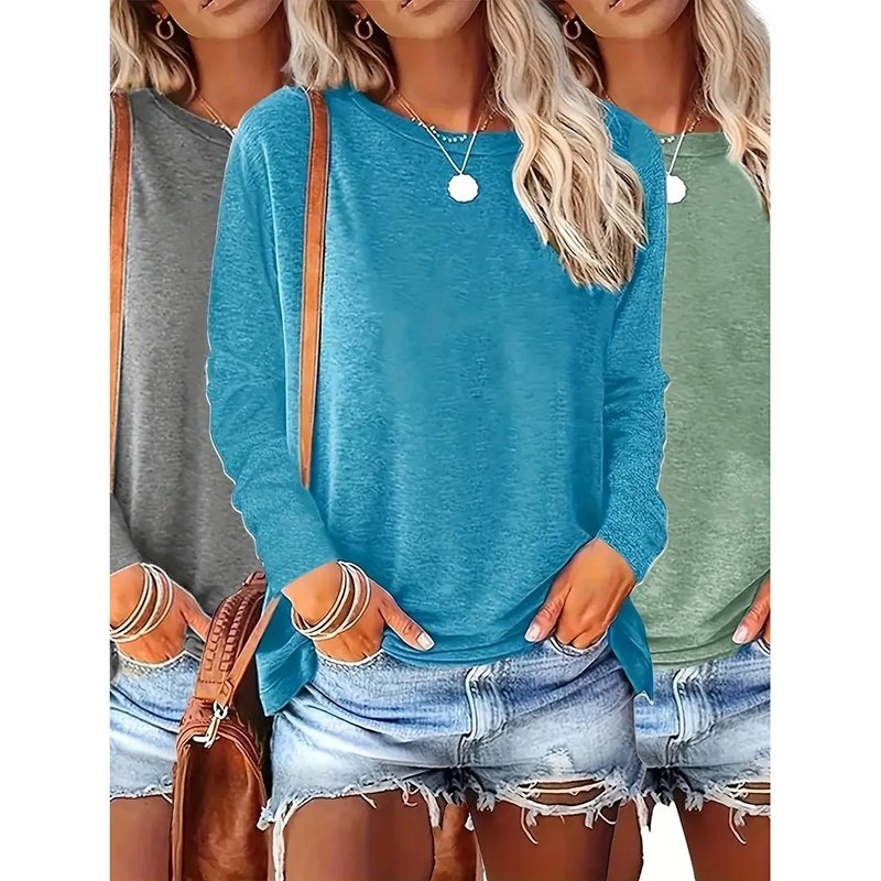 3 Pack Long Sleeve Loose Fit Fall Tops - Image 7