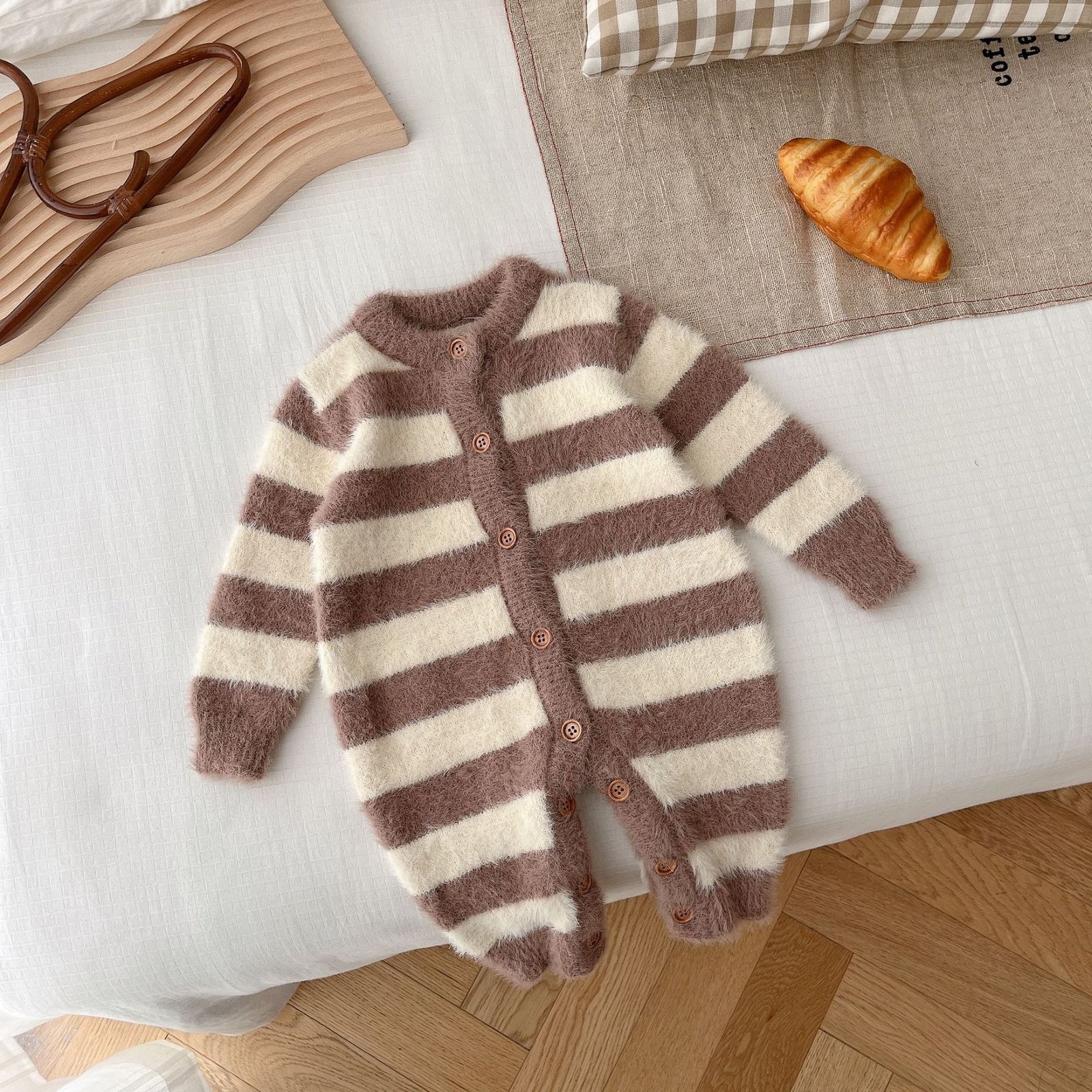 Baby Jumpsuit Baby Mink Fur Striped Romper - Image 5