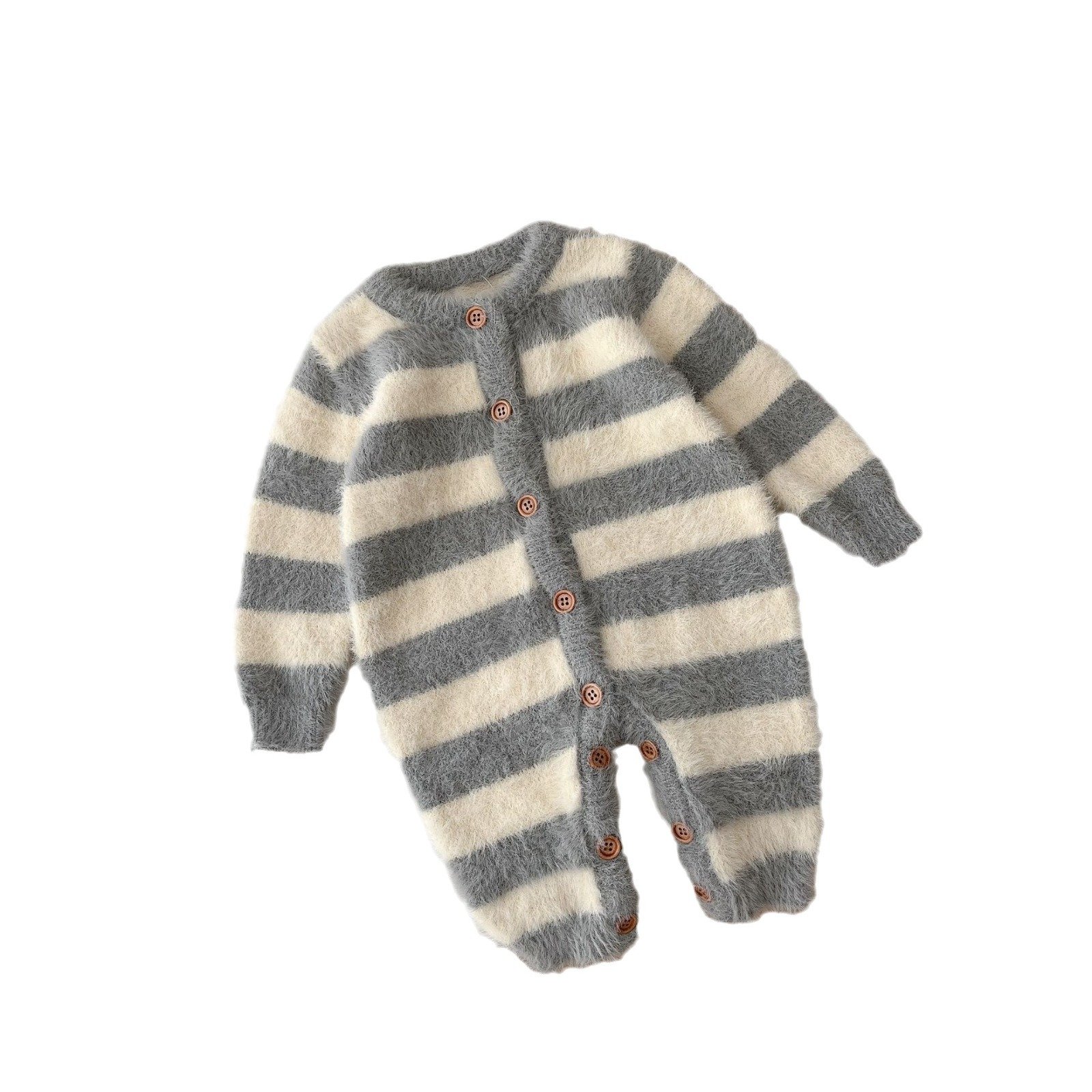 Baby Jumpsuit Baby Mink Fur Striped Romper - Image 7