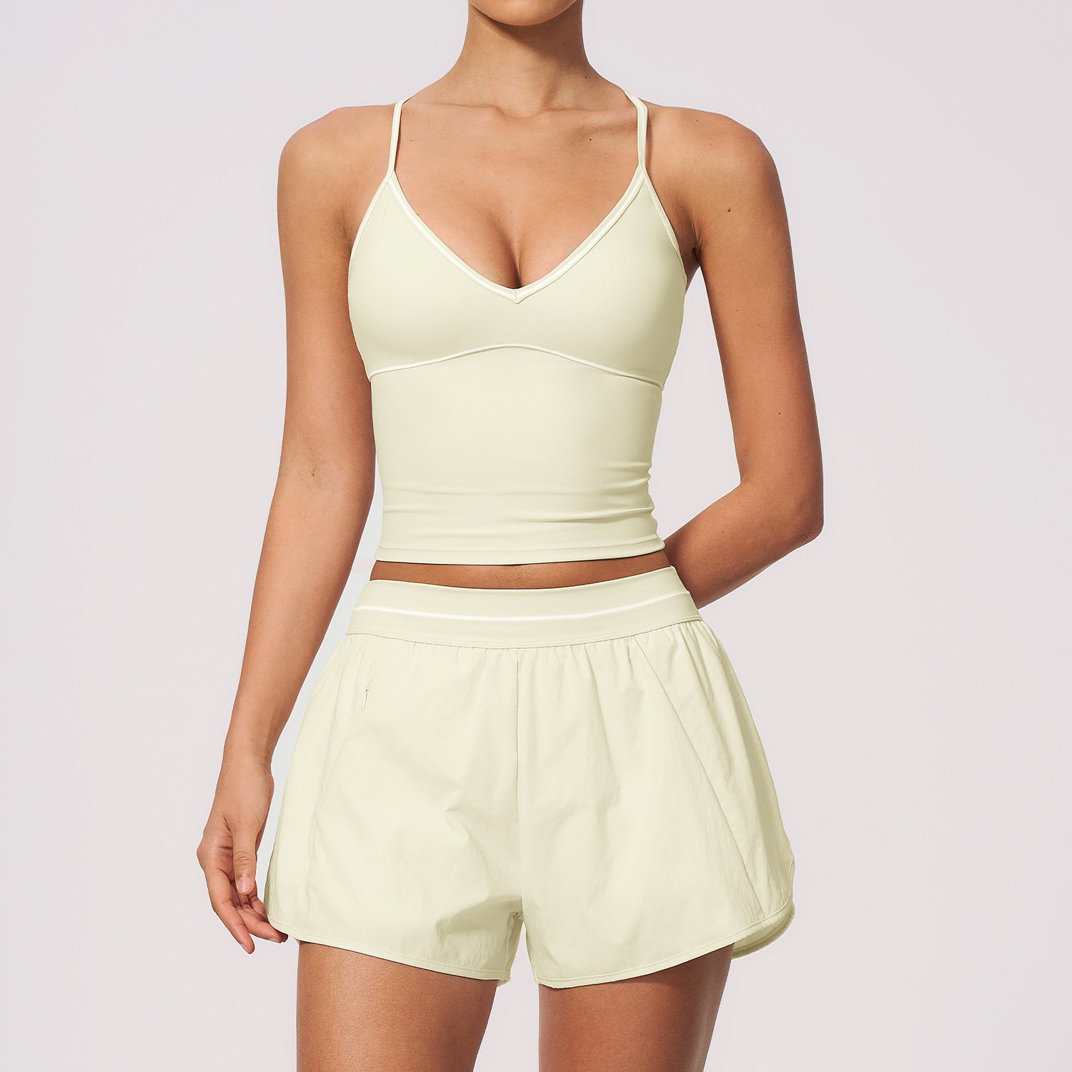 V-neck Halter Top And Shorts Set - Image 3