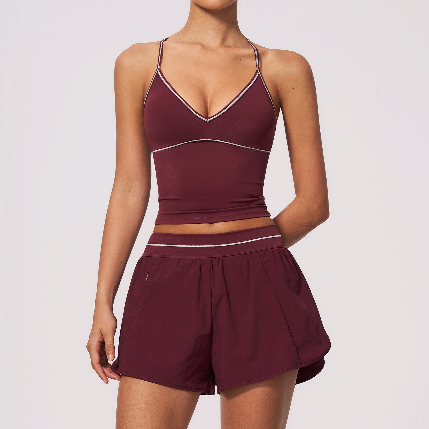V-neck Halter Top And Shorts Set - Image 5