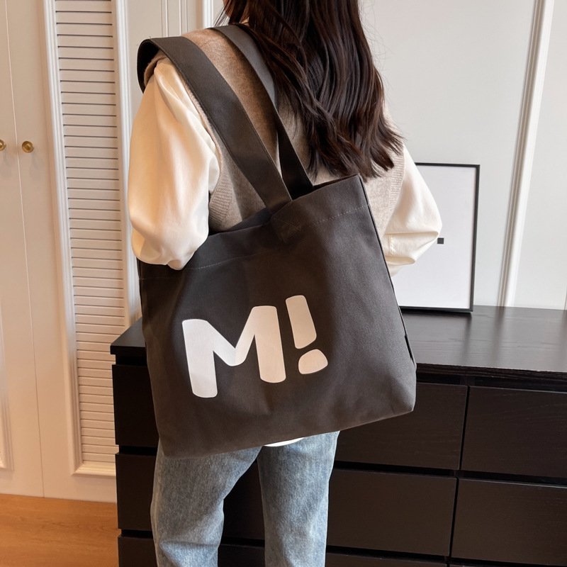 Letter Printed Canvas Tote Bags - Image 6