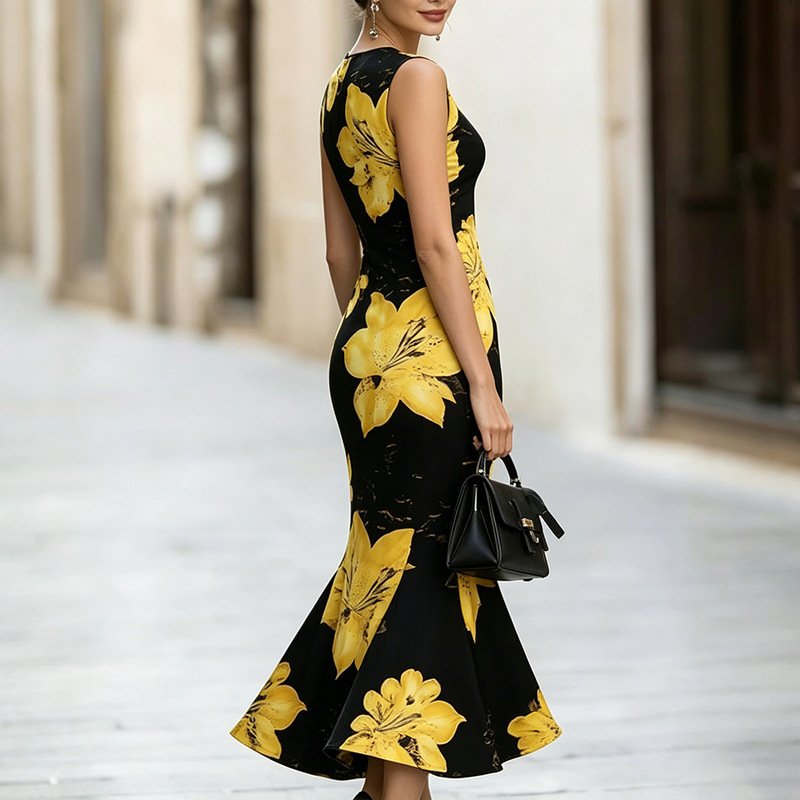 Printed Mermaid Dress Women - Image 5