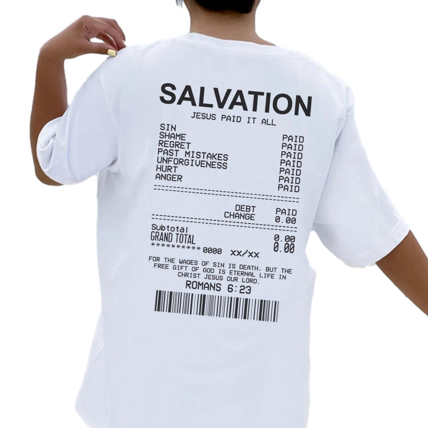 Salvation Print Bible Verse Oversized T-Shirts