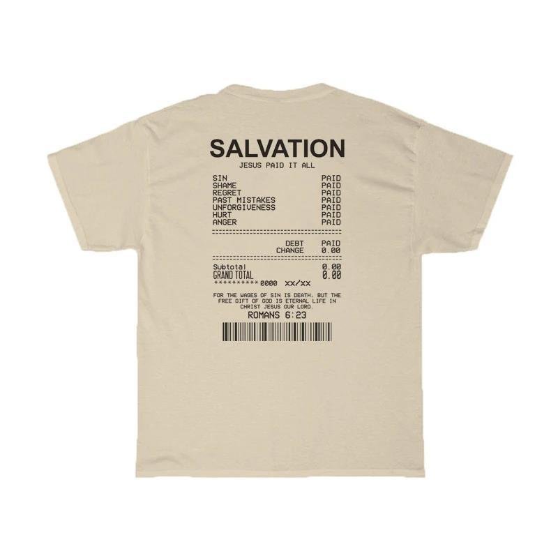 Salvation Print Bible Verse Oversized T-Shirts - Image 2