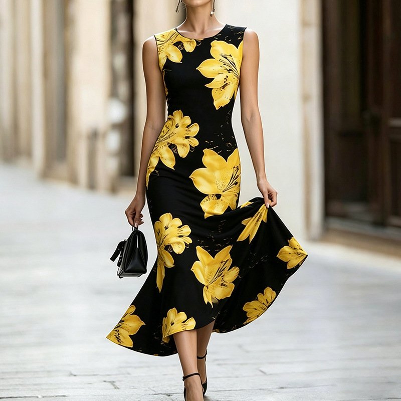 Printed Mermaid Dress Women - Image 3