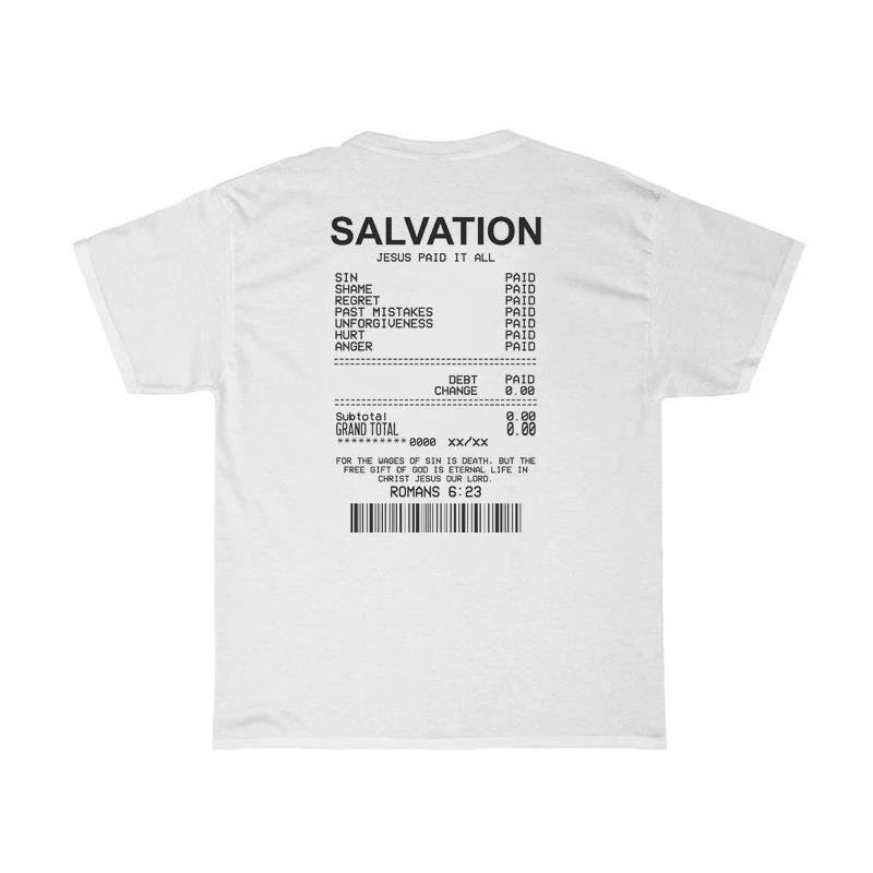 Salvation Print Bible Verse Oversized T-Shirts - Image 4