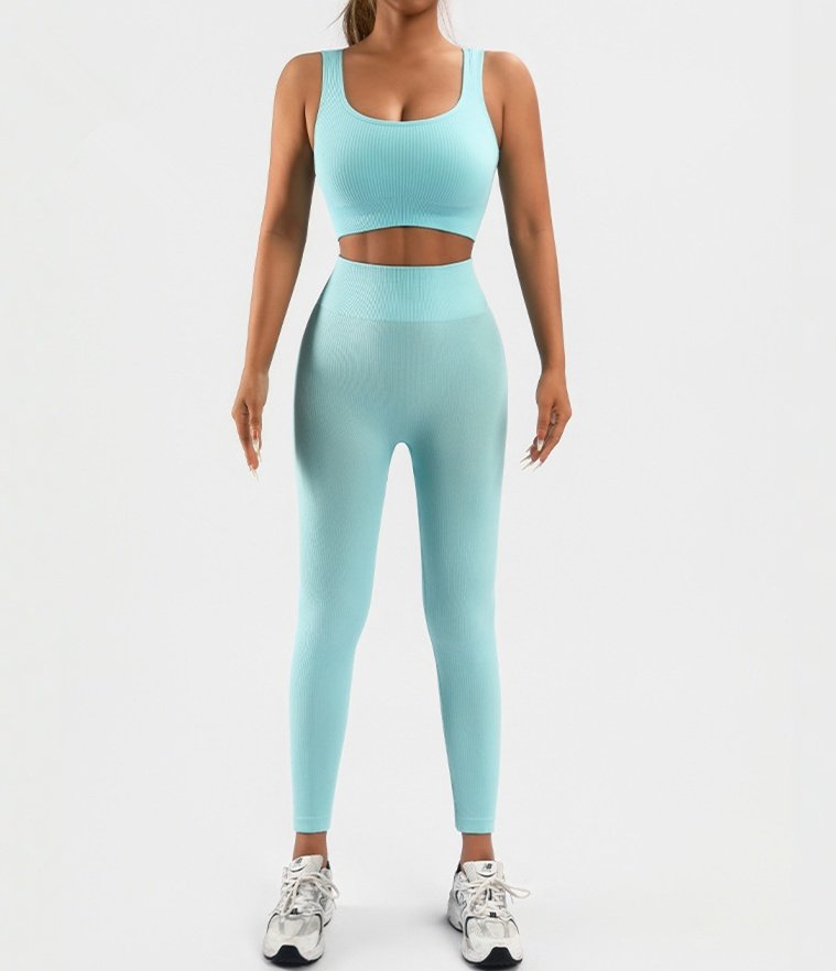 2 Piece Seamless High Waist Yoga Short Sets - Image 4