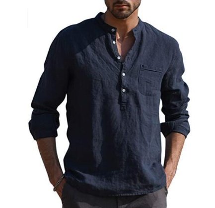 Men Vintage White Linen Shirt - Image 8