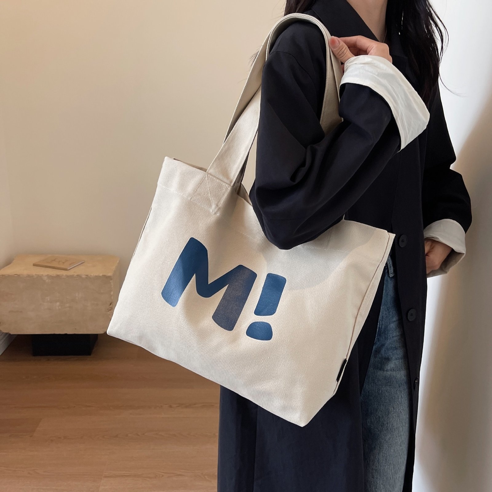 Letter Printed Canvas Tote Bags - Image 4