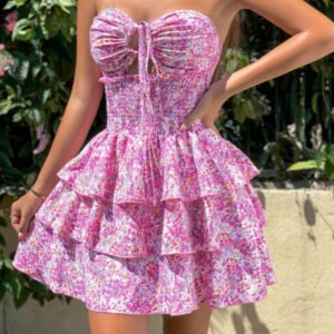Women Printed Cross Wear Dress