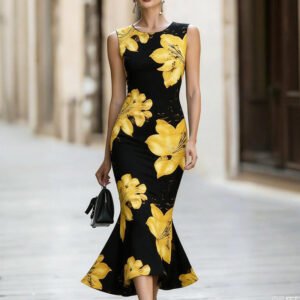 Printed Mermaid Dress Women