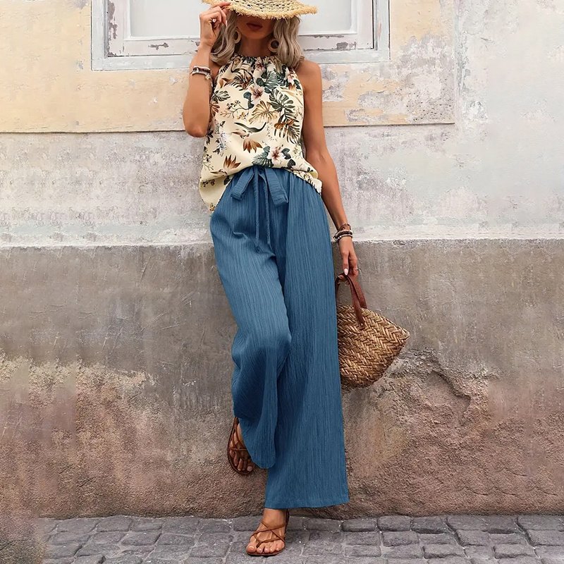 Women's 2 Piece Casual Top and Wide Leg Pants Set - Image 9